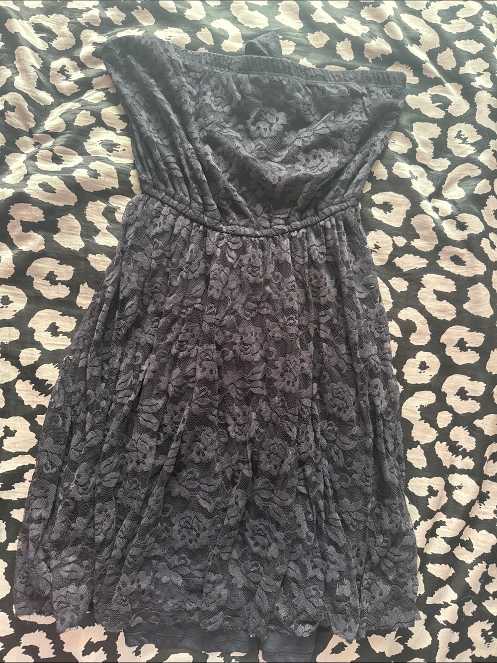Hollister Black Strapless Lace Skater Dress